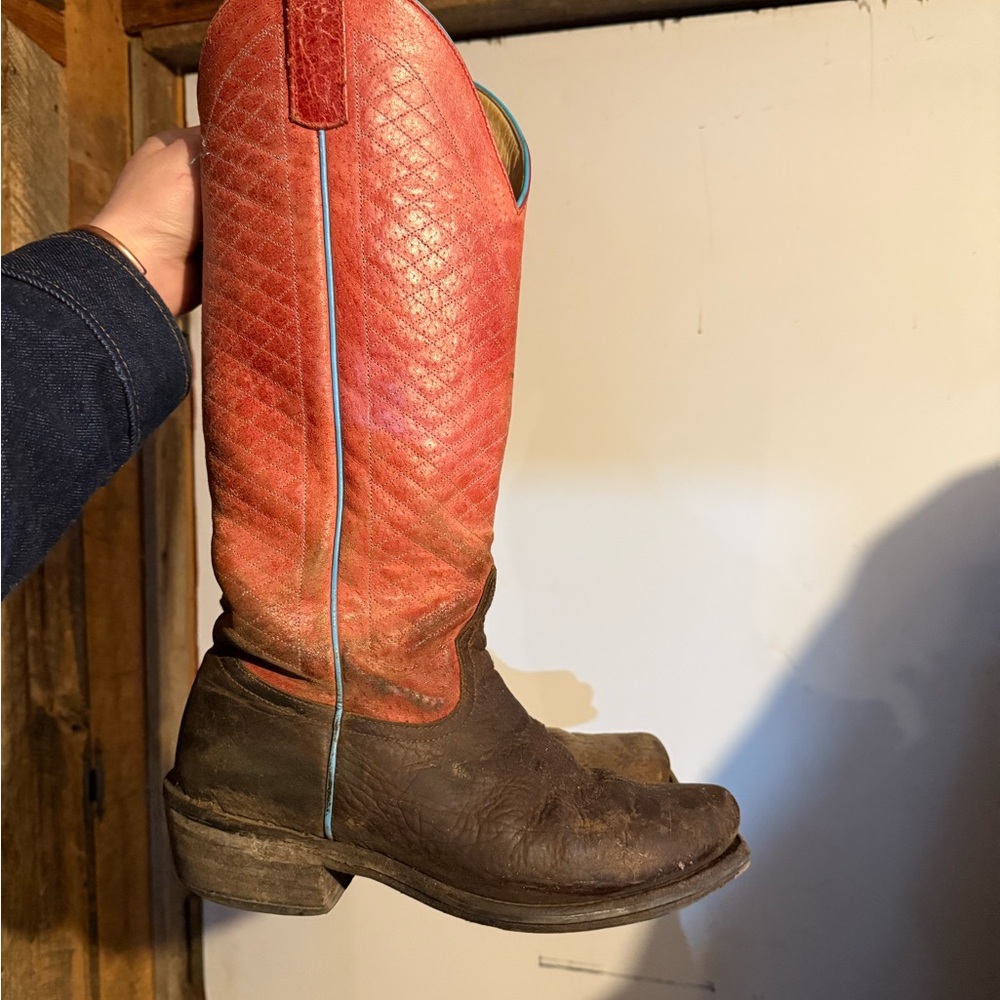 Red and Brown Men's Western Boots
